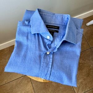 Banana Republic Blue Patterned Dress Shirt Mens L Tall Slim Fit 100% Cotton